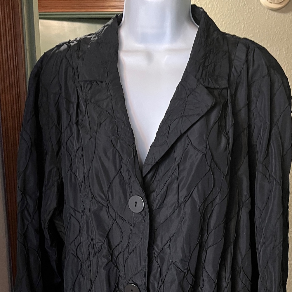 ❇️NWOT Transparente Statement Coat-Textured Black Long Button Sz XL - Picture 3 of 13